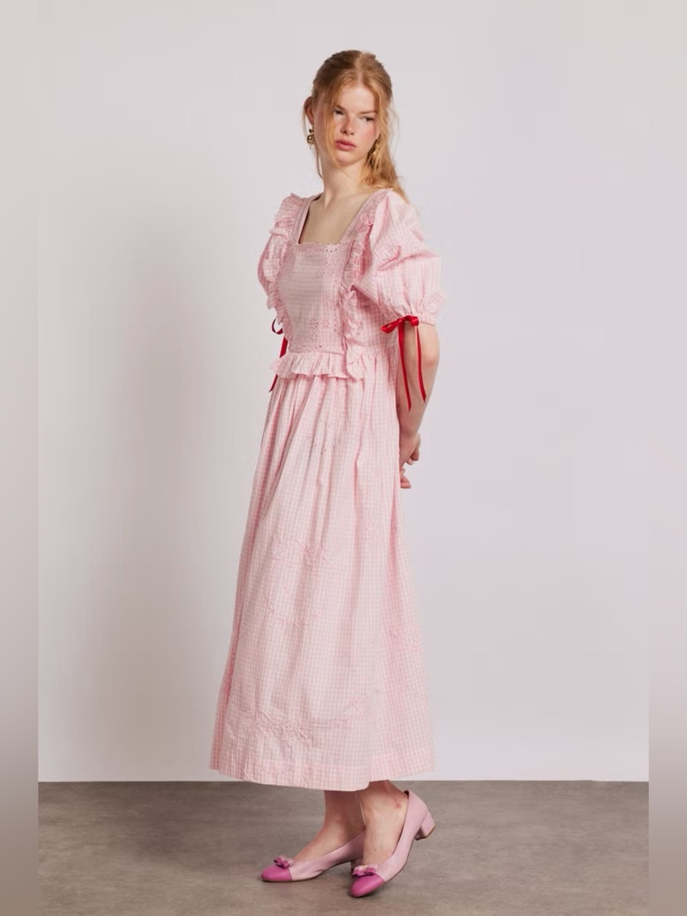 Damson Madder Rhea Puff-Sleeve Midi Dress US 14 New